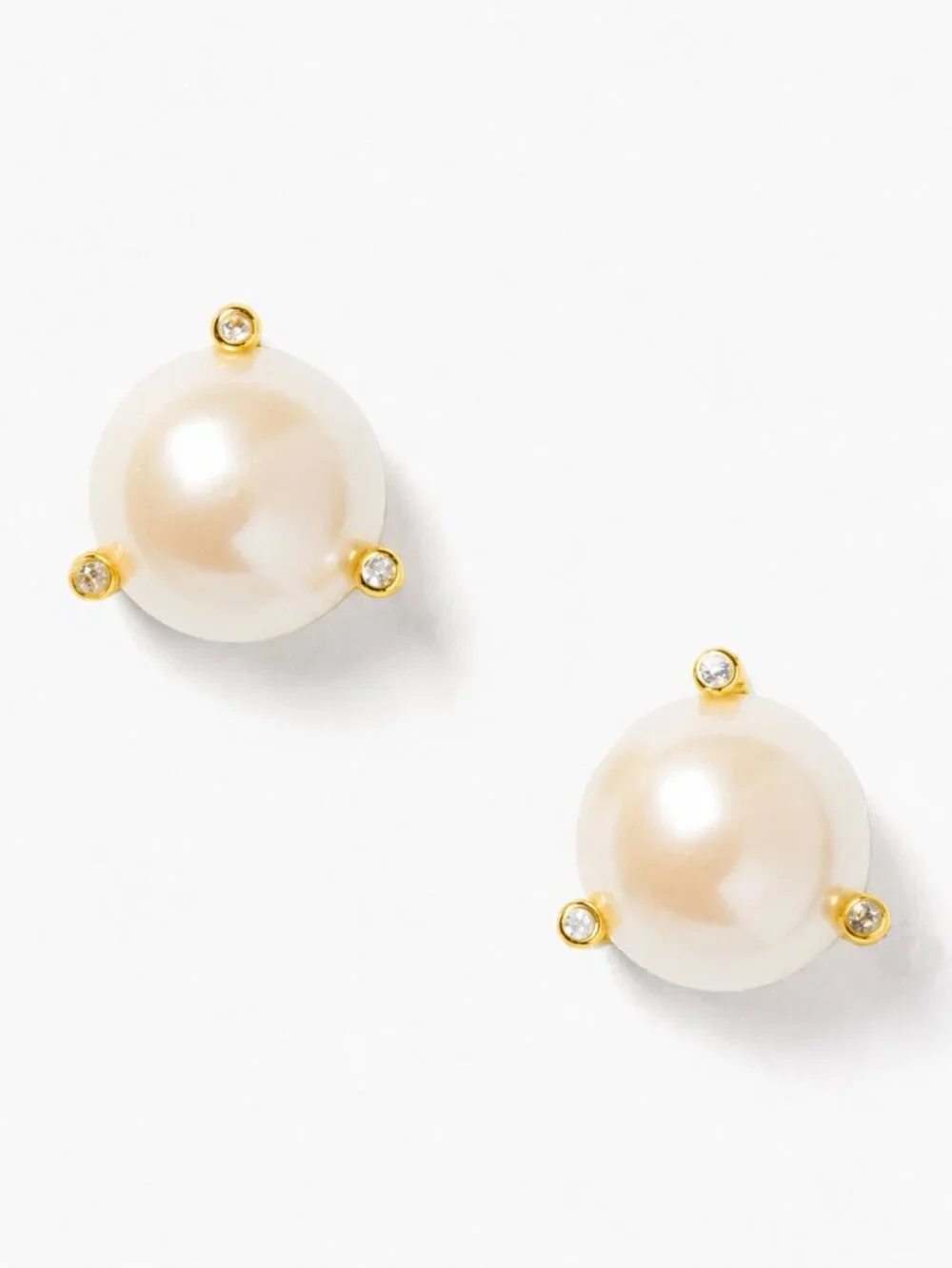 Kate Spade New York Faux Pearl Crystal Stud Earrings Gold Classic Pearl Earrings